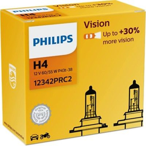Лампа 12V H4 60/55W + 30% Premium "Philips" (12342PRC2) (2шт/уп)