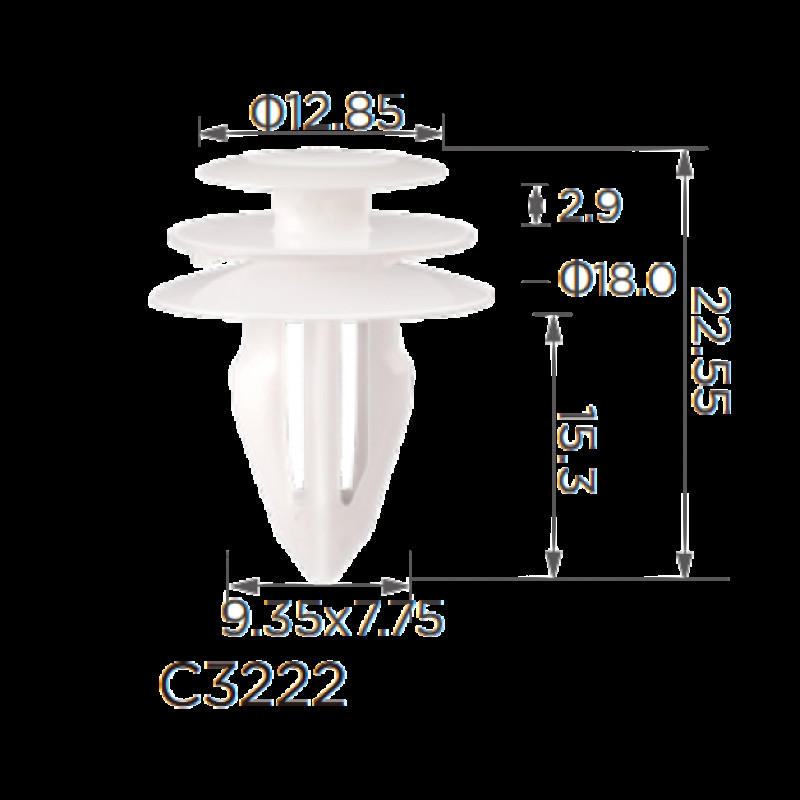 Кліпси C3222 обшивки дверей NISSAN, INFINITI (0155310481, 01553-10481, 15343)( уп. 100 шт)