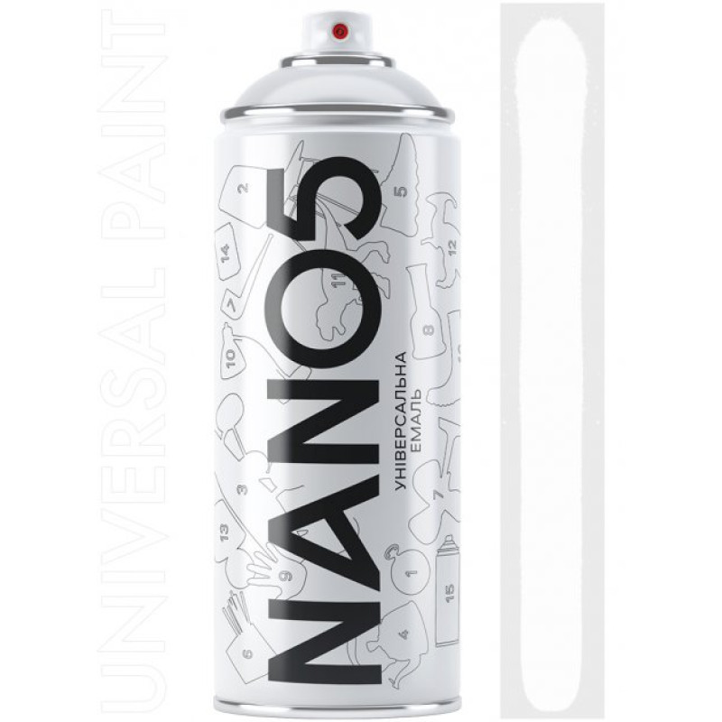 Фарба білий глянець 400ml "Nano5" N09010 (12шт/уп) Фарба білий глянець 400ml "Nano5" N09010 (12шт/уп)