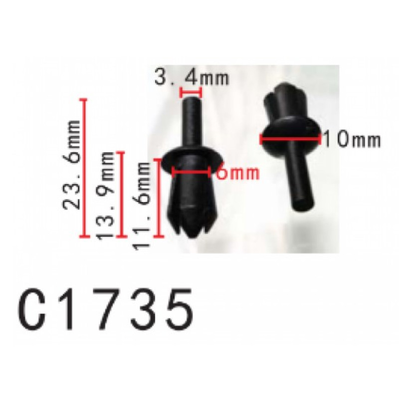 Фіксатор C1735 натискний/розпірний VW,RENAULT,OPEL( 90058826,7703072172, N-038-501-2) ( уп. 100 шт. Фіксатор C1735 натискний/розпірний VW,RENAULT,OPEL( 90058826,7703072172, N-038-501-2) ( уп. 100 шт.
