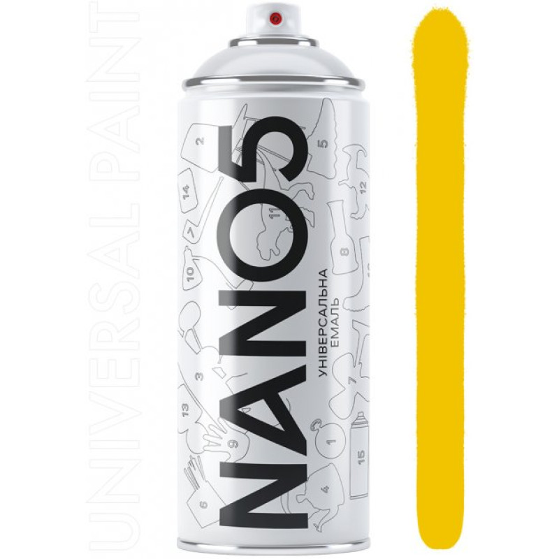 Фарба жовта 400ml "Nano5" N01023 (12шт/уп) Фарба жовта 400ml "Nano5" N01023 (12шт/уп)