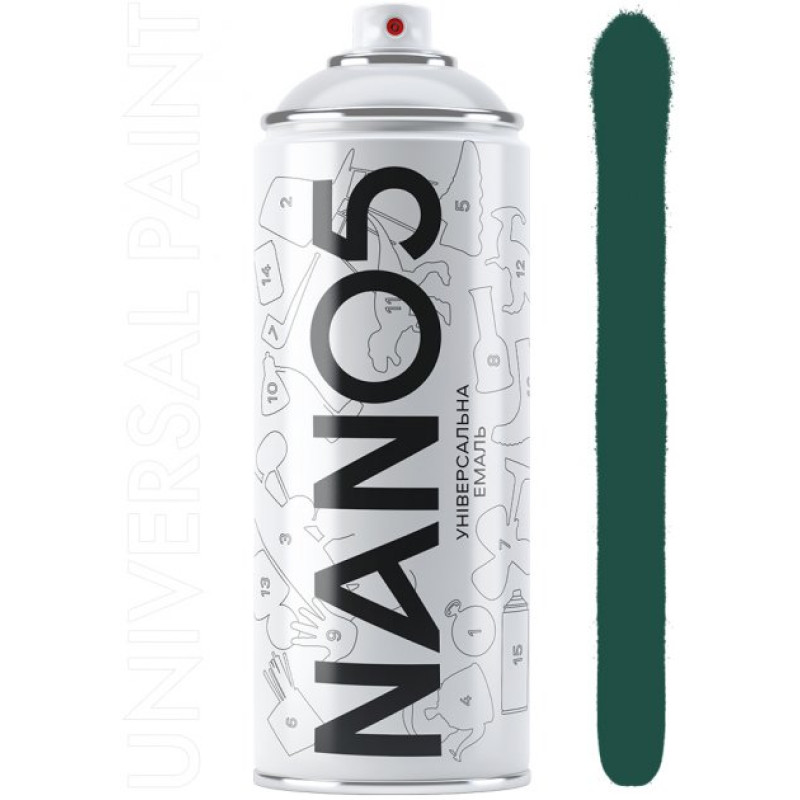 Фарба зелена - темна 400ml "Nano5" N06005 (12шт/уп) Фарба зелена - темна 400ml "Nano5" N06005 (12шт/уп)