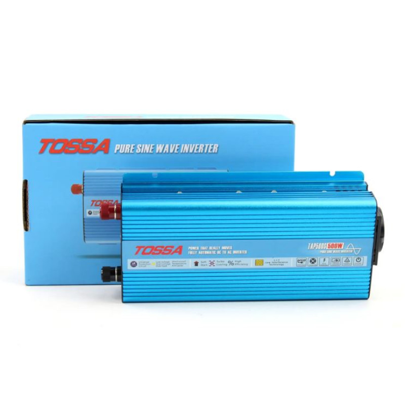 Перетворювач 12V -220V/500W Чистий синус+1USB +1Розетка "Tossa" TAP500S