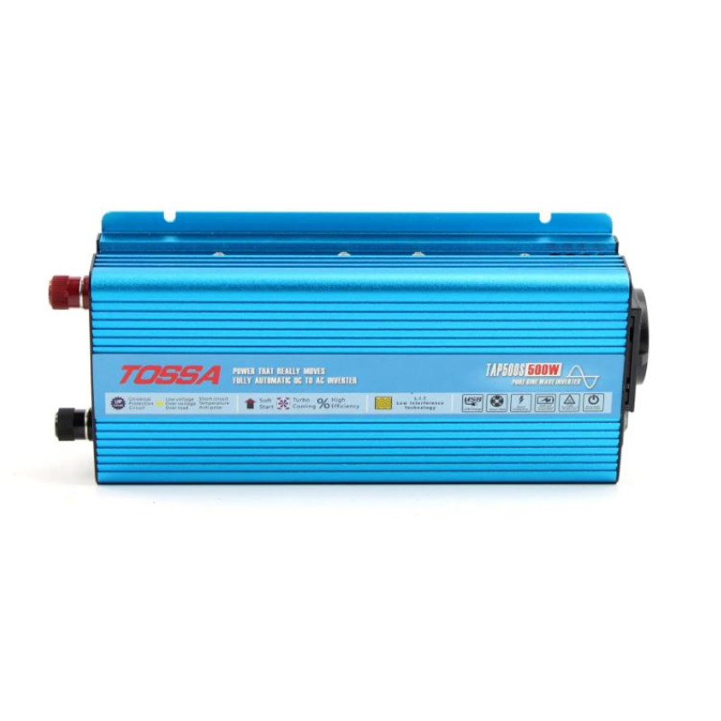 Перетворювач 12V -220V/500W Чистий синус+1USB +1Розетка "Tossa" TAP500S