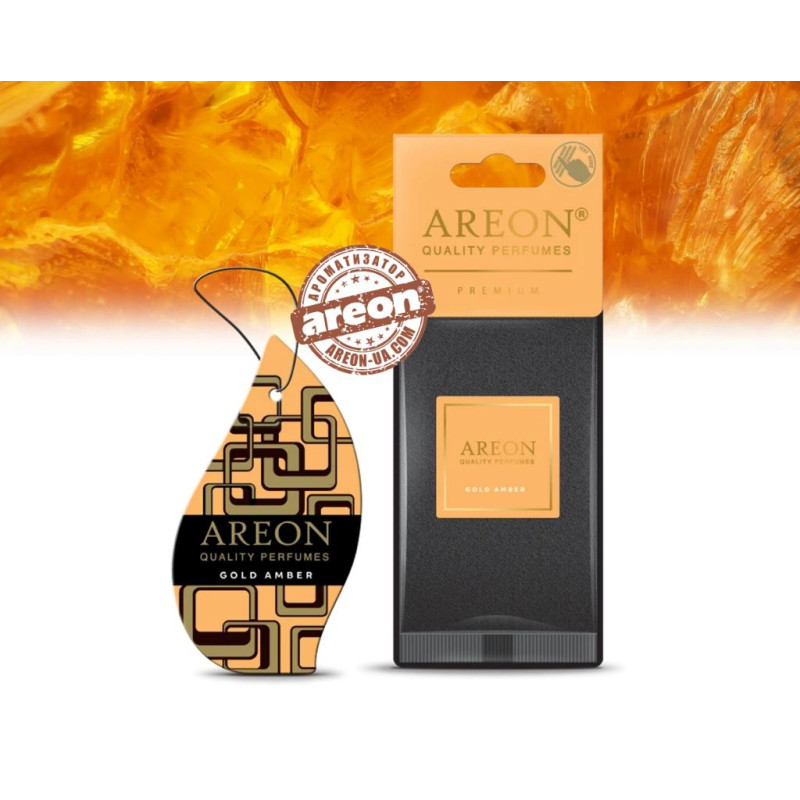 Освіжувач сухий лист - "Areon" - Premium - Gold Amber (Золотий бурштин) 