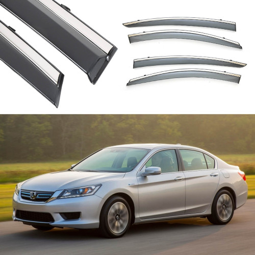 Дефлектори вікон вітровики Honda Accord SD 2013-2018 (з хром молдингом) "FLY"
