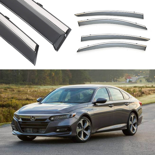Дефлектори вікон вітровики Honda Accord SD від 2018- (з хром молдингом) "FLY"