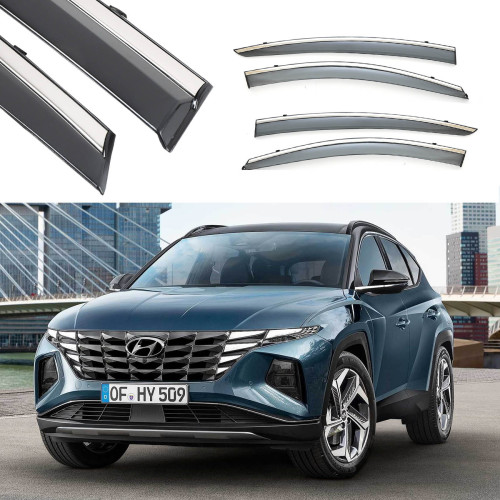 Дефлектори вікон Hyundai Tucson NX4 Long 2021 скотч"FLY"(нержавійка 3D)BHYTS2123-W/S(64)