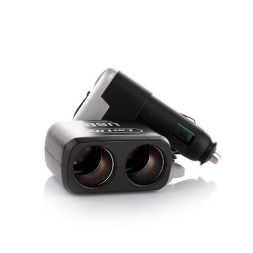 Прикурювач-двійник з подовжувачем/USB "Carlife"CS303" (USB-1000mA) (100 шт.)