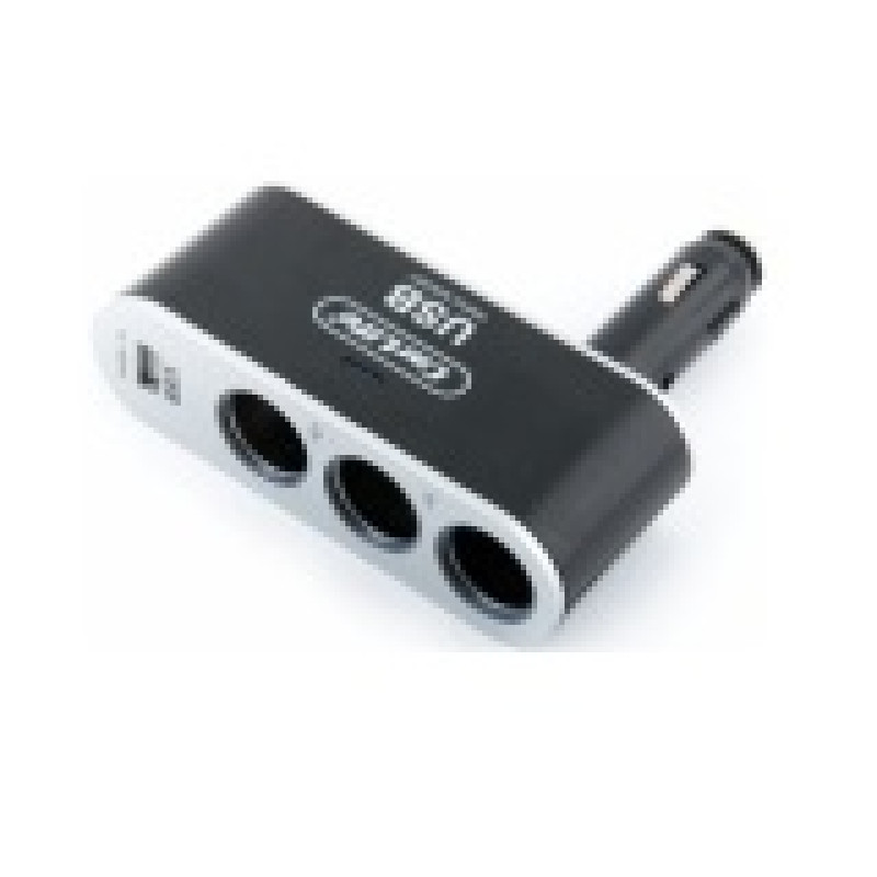 Прикурювач-трійник з USB "Carlife"CS302" (100 шт.)