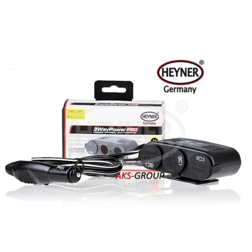 Прикурювач-трійник з подовжувачем HEYNER "511 300 прикурка/USB/пред.10А/заглушки (20шт/ящ)