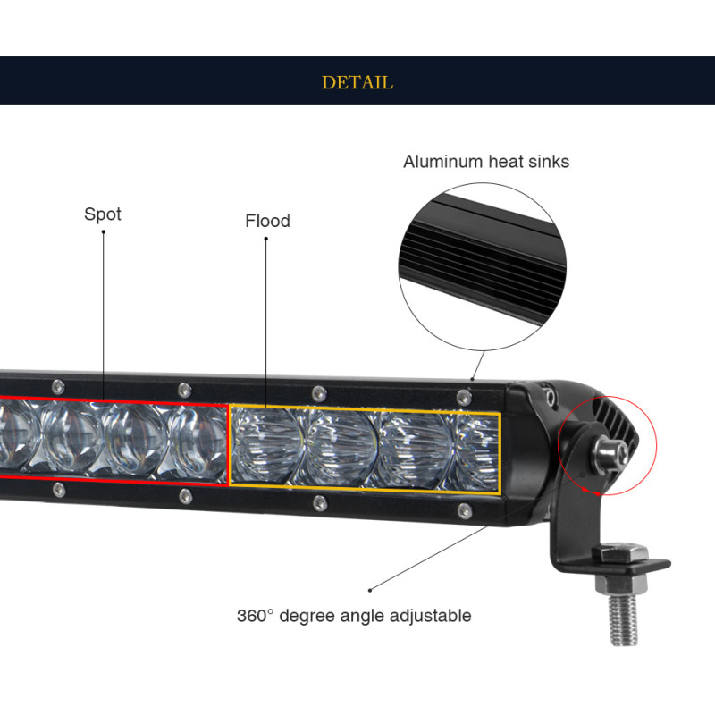 Фара-LED Балка  535*43*80мм 100W (5W*20) 10-30V Дальнє/Spot (LC4 5D 100W) (1шт) 3403