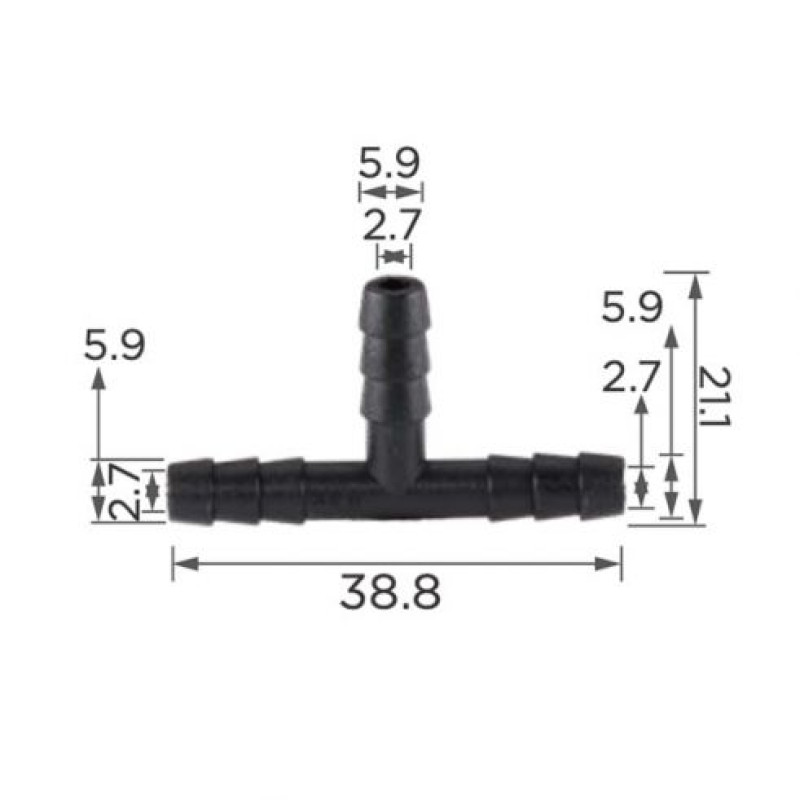 З’єднувач C0406 для трубок трійник d5.8мм OEM 22215 ( уп. 100 шт.)