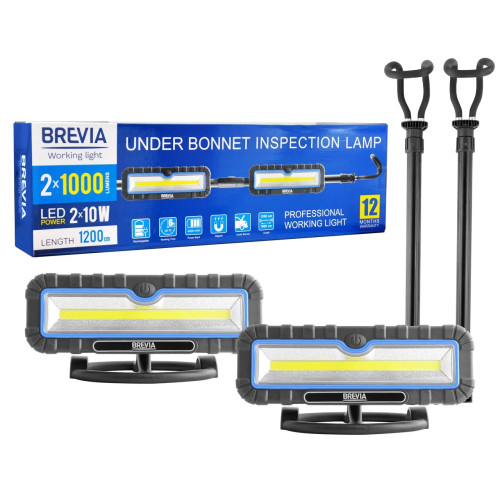 Переноска інспекційна Профі 2x10W COB/1000 lm, АКБ-2x4000Ah, кроншт.телеск 120-190см/ Brevia №11520