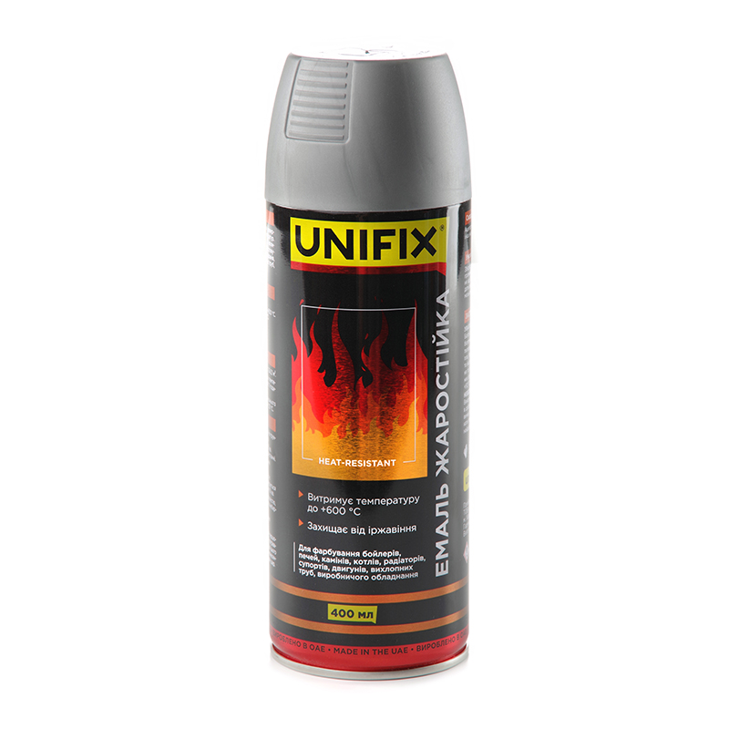 Фарба температурна срібло 400ml Unifix №951071 +600°С (12шт/уп) Фарба температурна срібло 400ml Unifix №951071 +600°С (12шт/уп)