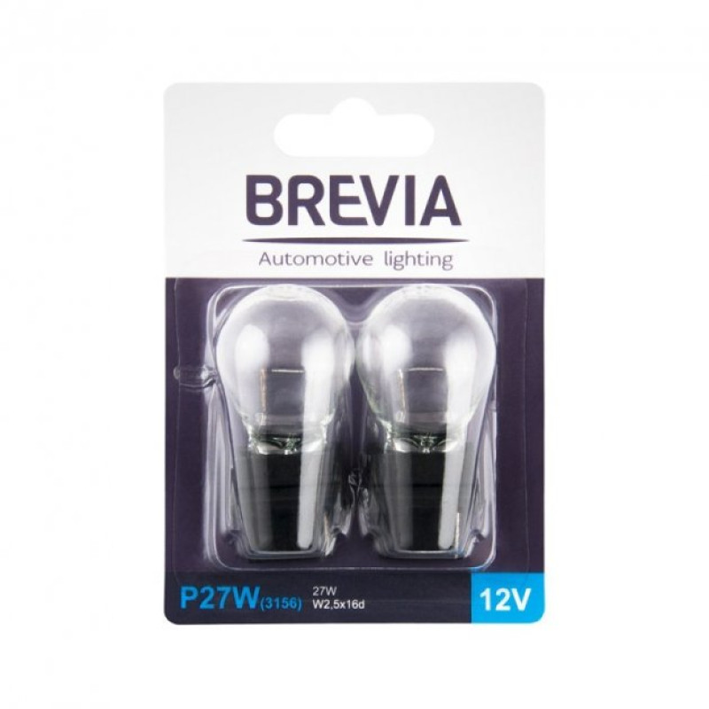 Лампа 12V (бесцьок) P27W "Brevia" (12338B2) W2.5 x16g блістер 2шт. (10/250 шт/ящ) Лампа 12V (бесцьок) P27W "Brevia" (12338B2) W2.5 x16g блістер 2шт. (10/250 шт/ящ)