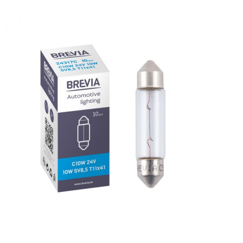 Лампа 24V (C10W) (41mm) "Brevia" (24317C) (уп.10шт) (200 шт/ящ) Лампа 24V (C10W) (41mm) "Brevia" (24317C) (уп.10шт) (200 шт/ящ)