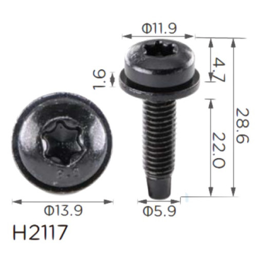 Гвинт H2117 універсальний M6 (19205) ( уп. 100 шт.)