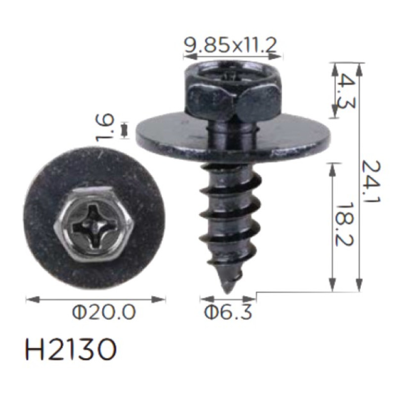Саморіз H2130 з шайбою Toyota (9015960525) ( уп. 100 шт.) Саморіз H2130 з шайбою Toyota (9015960525) ( уп. 100 шт.)