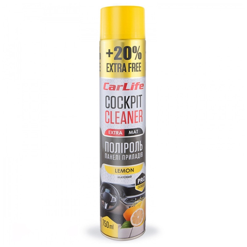 Поліроль торпеди спрей 750ml "Carlife" EXTRA MAT Лимон CF771 (24шт/ящ)