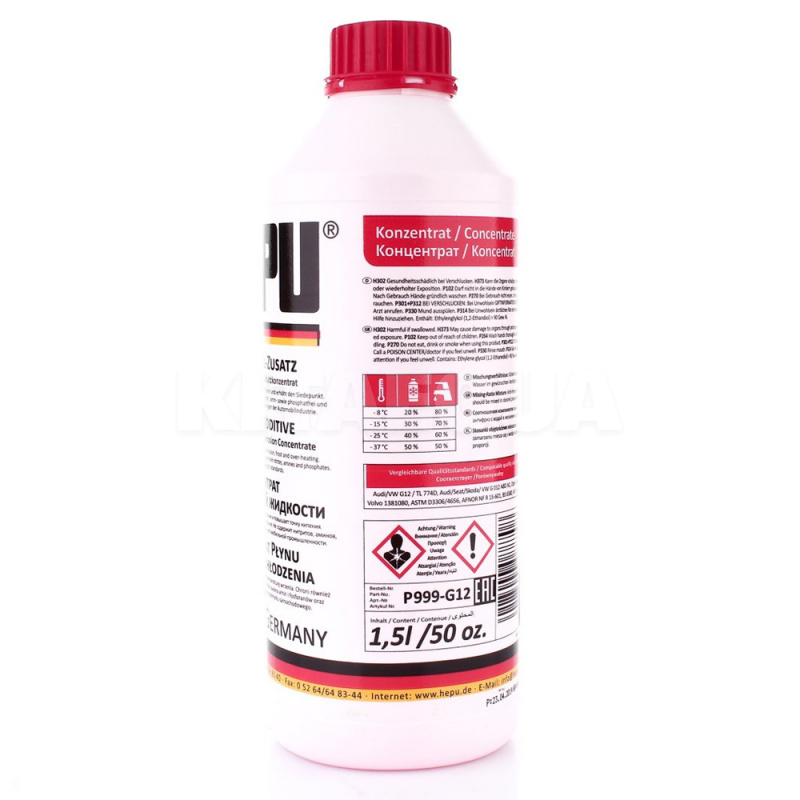 Антифриз (Концентрат -80) 1.5kg Червоний "HEPU" G12 P999 - G12 (12шт/ящ)