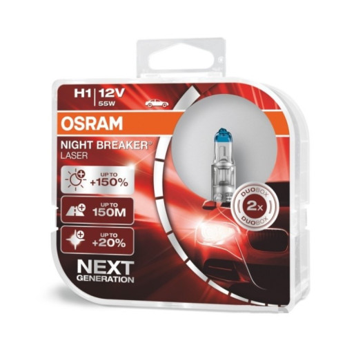Лампа 12V H1 55W +150% Night Laser "Osram" (64150 NL-BOX) (Box-2шт)