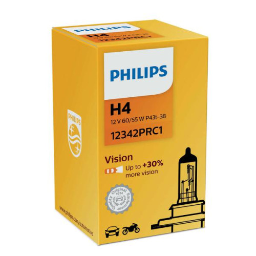 Лампа 12V H4 60/55W + 30% Premium "Philips" (12342PRC1)