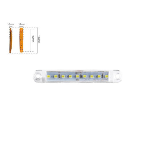 Габарит - білий - 100х15мм - 12/24V Led 9 діодів - BD-0003W (5шт)
