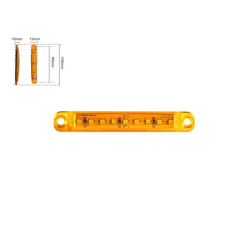 Габарит - помаранчевий - 100х15мм - 12/24V Led 9 діодів - BD-0003A (5шт) Габарит - помаранчевий - 100х15мм - 12/24V Led 9 діодів - BD-0003A (5шт)