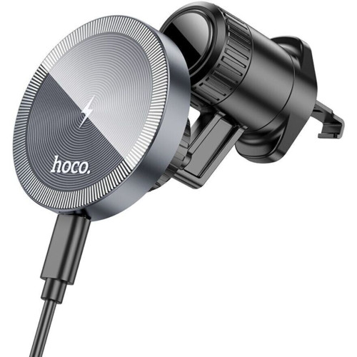Автотримач для телефону магнітний з бездротовою зарядкою HOCO HW6 сірий Автотримач для телефону магнітний з бездротовою зарядкою HOCO HW6 сірий