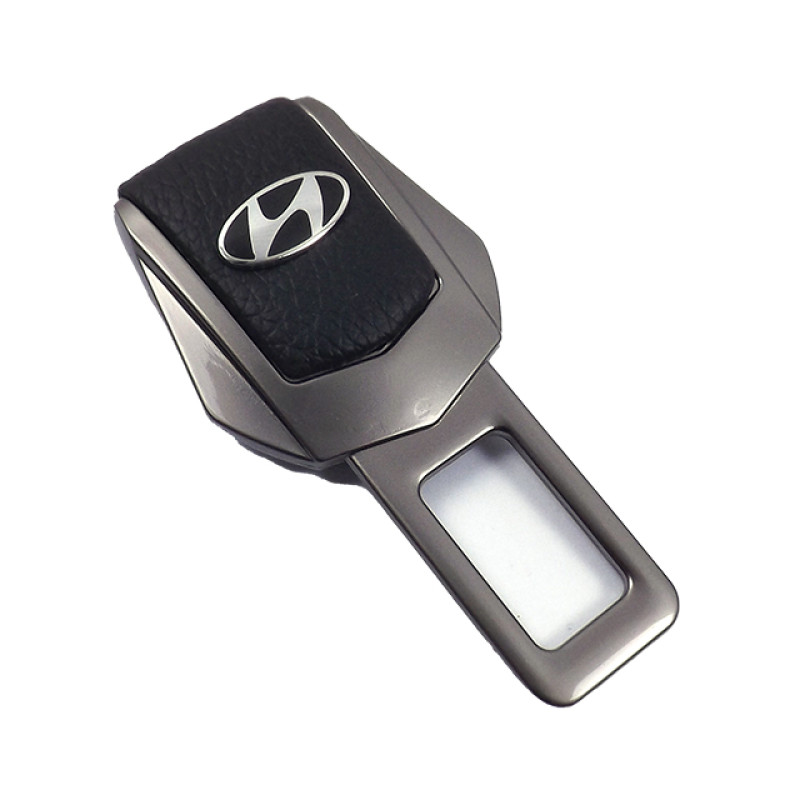 Заглушка ременя безпеки метал "Hyundai" (1шт) цинк.сплав + шкіра (тип №2) ГРАФІТ