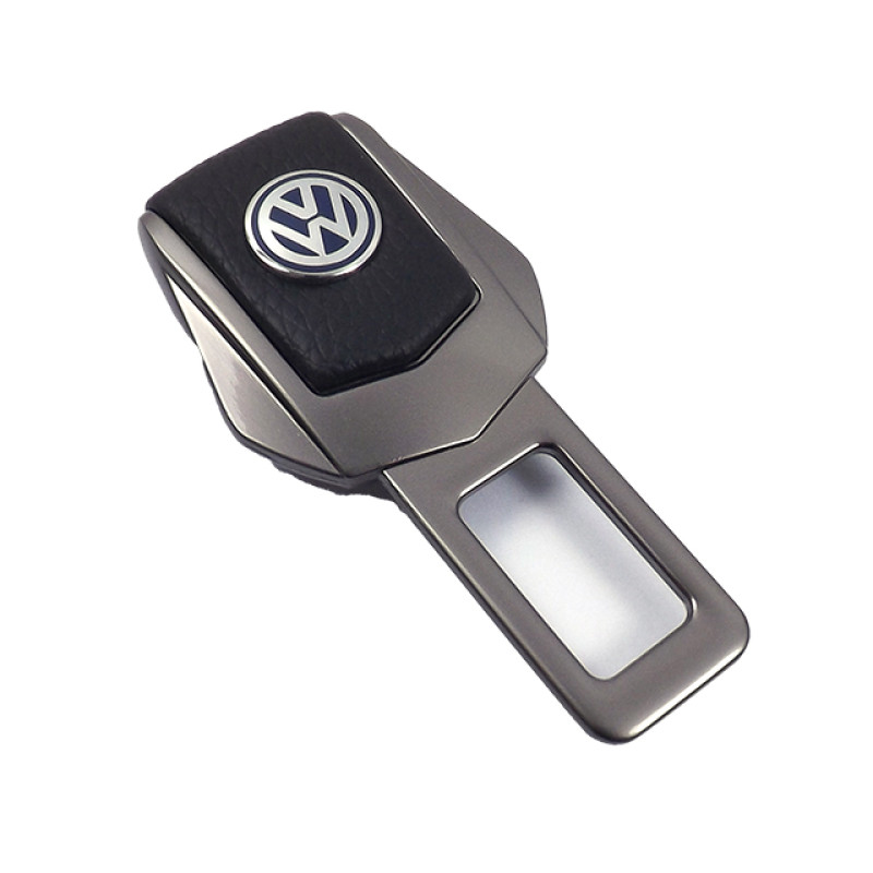 Заглушка ременя безпеки метал "Volkswagen" (1шт) цинк.сплав + шкіра (тип №2) ГРАФІТ