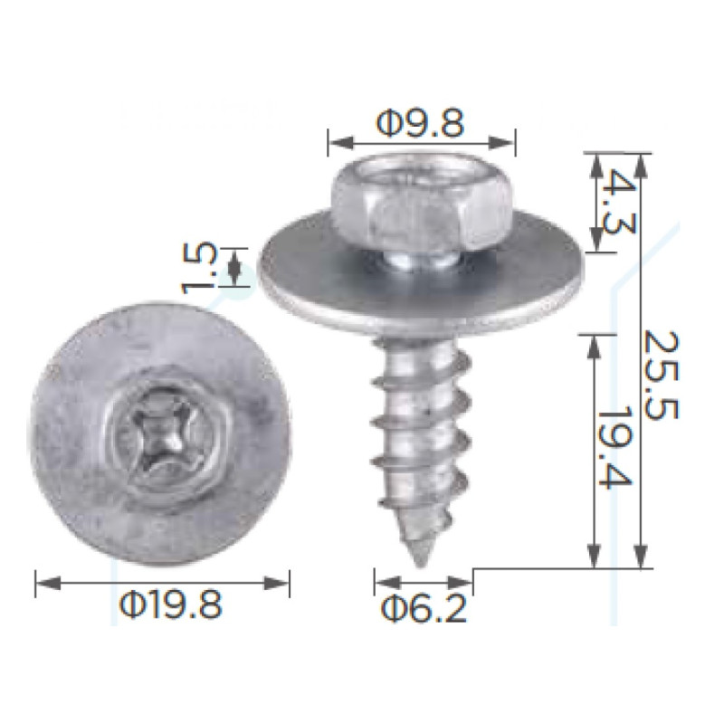 Саморіз H2008 з шайбою Toyota,Mercedes(9015960383,90159A0010,9015960431,A0009906)( уп. 100 шт.) Саморіз H2008 з шайбою Toyota,Mercedes(9015960383,90159A0010,9015960431,A0009906)( уп. 100 шт.)