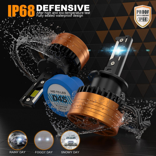 Лампа LED D4S-D30 110W 12000Lm 3570-chip DC12V 6000K IP68 +200% яскравіше