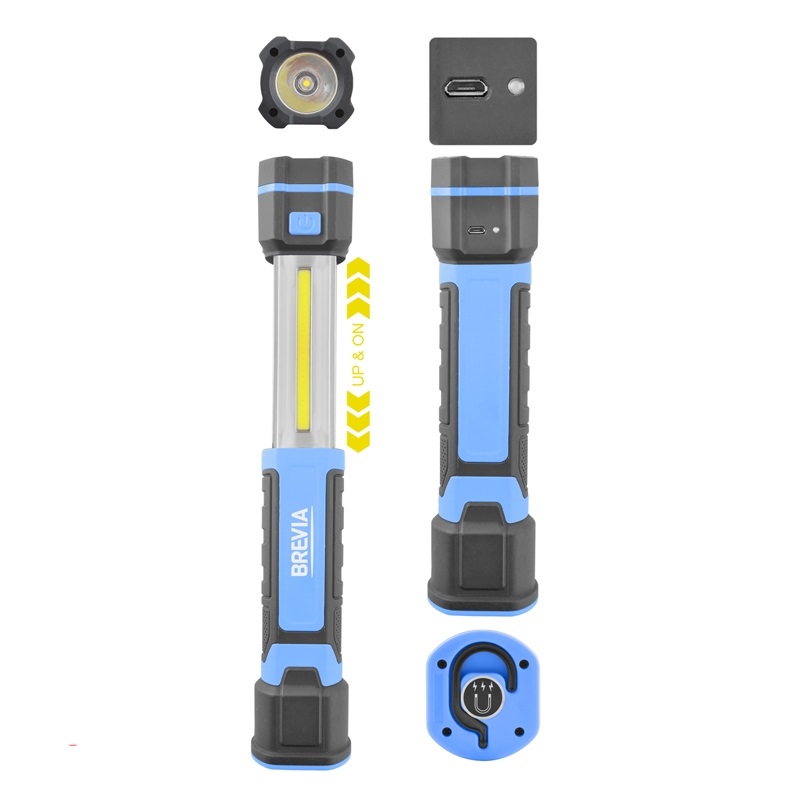 Переноска діодна 3W COB/300 lm +1W L=220-330/2000mAh/microUSB/Brevia Led 11340/телескоп,магніт,гачок
