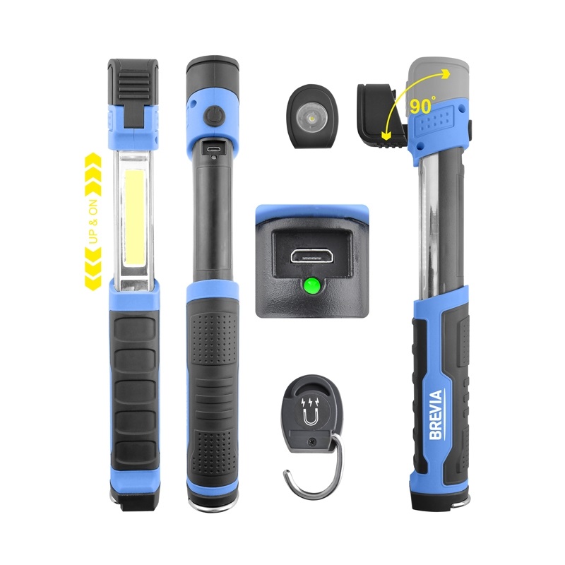 Переноска діодна 3W COB/300 lm +1W L=190-275/2000mAh/microUSB/Brevia Led 11350/телескоп,магніт,гачок