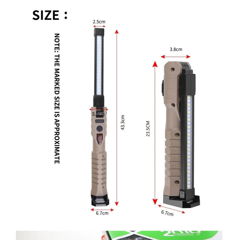 Переноска діодна WL08+XPE+COB, 7режимів, Type-C, Power Bank, магніт, гачок