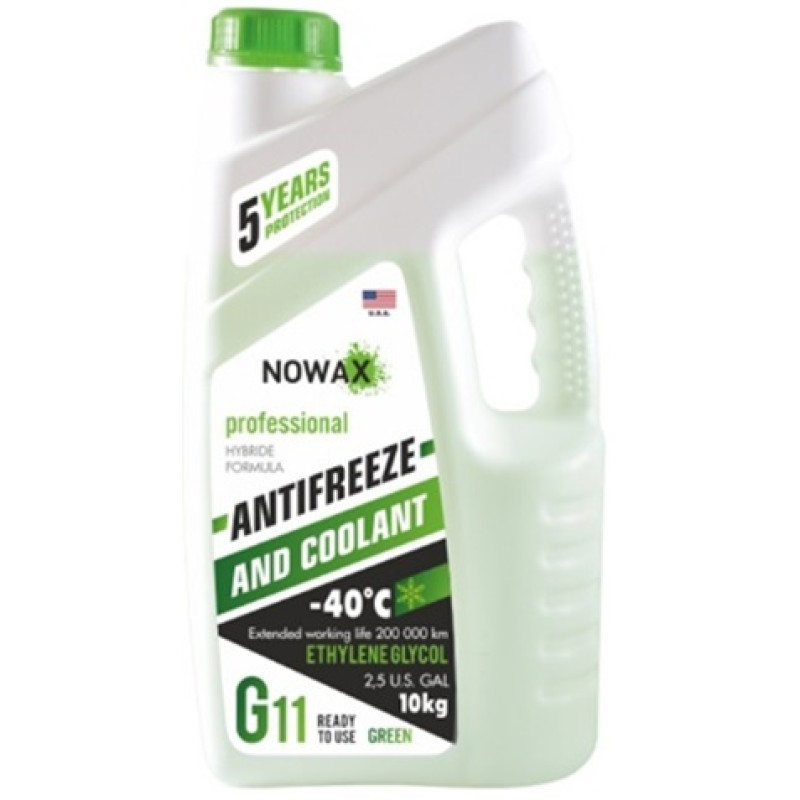 Антифриз10kg Зелений -40°С G11 NX 10003 "Nowax" (4шт/ящ)