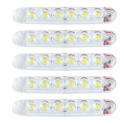 Габарит - білий - 100х10мм - 12/24V Led 6 діодів Лінза - МРТ-23 (5шт)