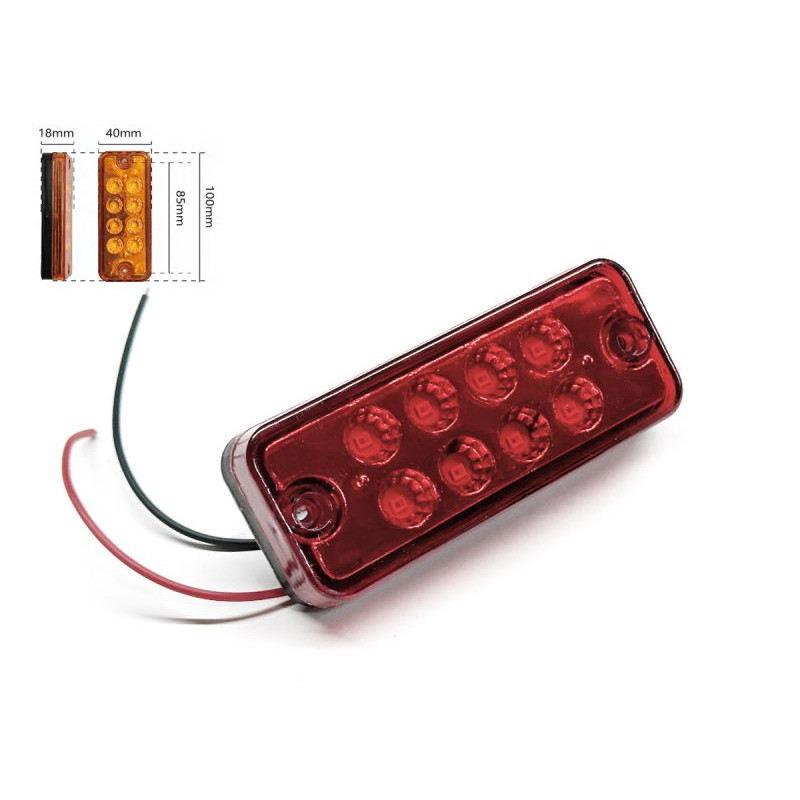 Габарит - червоний - 100х40*18мм - 12/24V Led 8 діодів - "LED Side Lamp" BD-0001R (2шт)