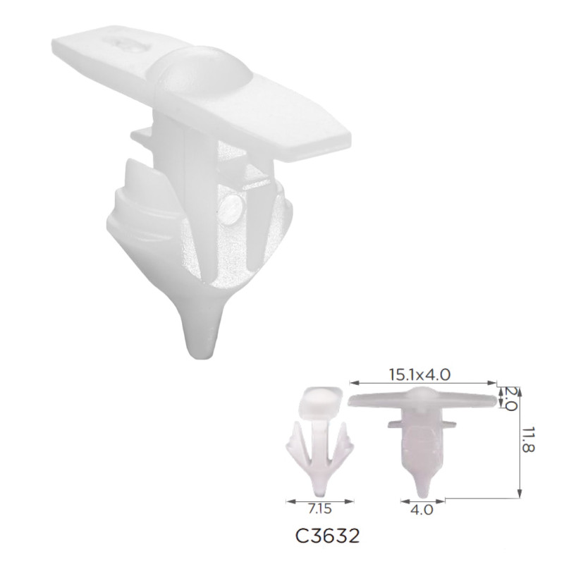 Кліпси C3632 ущільнювача Volkswagen 7H0837485 (уп. 100шт.) Кліпси C3632 ущільнювача Volkswagen 7H0837485 (уп. 100шт.)