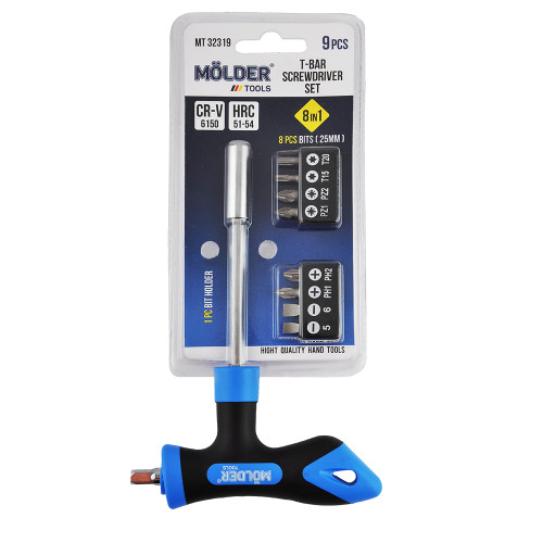 Викрутка + насадки -Т образна 8в1 "Molder" (МТ32319) (9шт/уп)