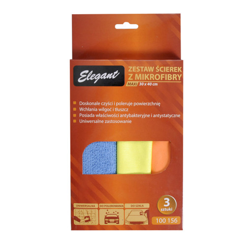 Салфетка (3шт) микрофибра 35х40  100 156  "Elegant" универс/для полиров/для стекла   (60шт/ящ)