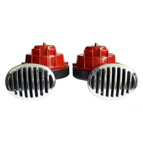 Сигнал 12v равлик 2контактний Ø 85mm 100 745 - червоний з хром кришкою "Elegant" (40шт/ящ)