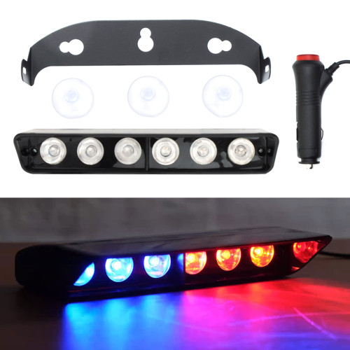 Страбоскоп светодиодный 12V DRL 110*85мм 6LED ( B-R ) прикурка + выключатель/на присосках "KING S9"