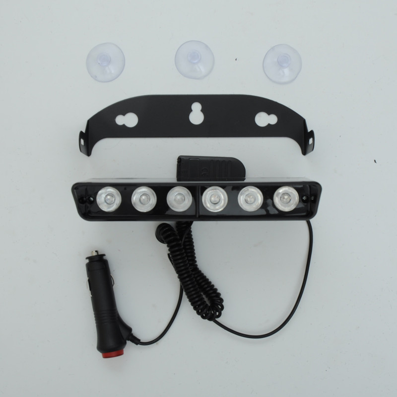 Страбоскоп светодиодный 12V DRL 110*85мм 6LED ( B-R ) прикурка + выключатель/на присосках "KING S9"