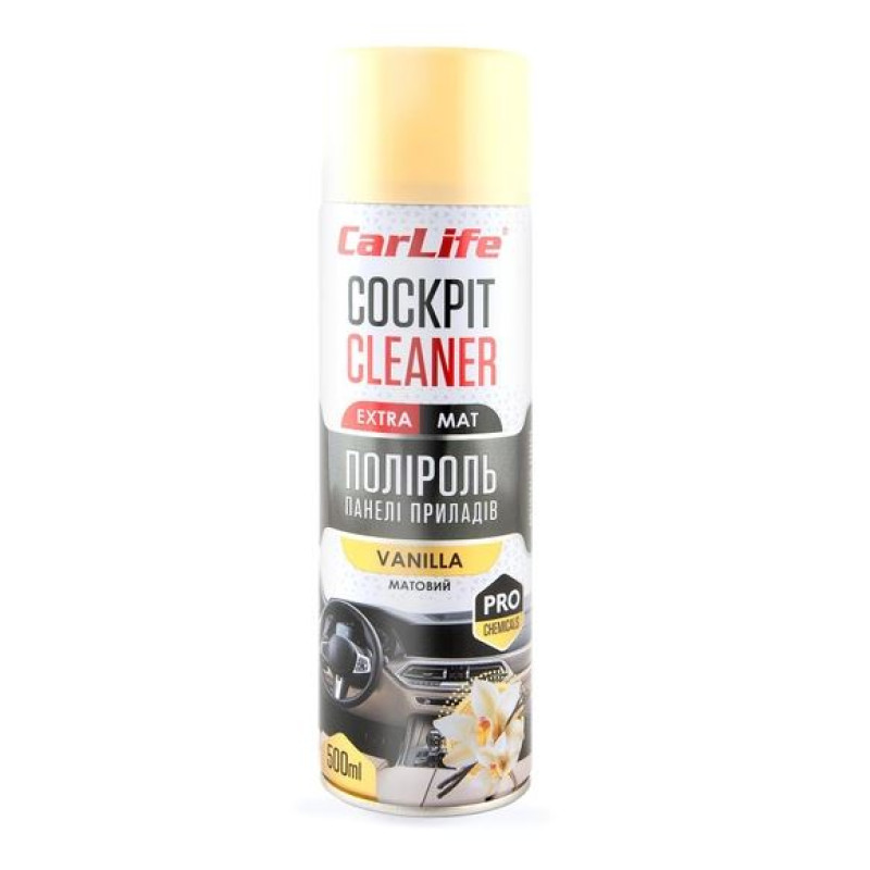Поліроль торпеди спрей 500ml "Carlife" EXTRA MAT Ваніль CF520 (24шт/уп) Поліроль торпеди спрей 500ml "Carlife" EXTRA MAT Ваніль CF520 (24шт/уп)