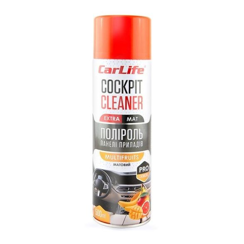 Поліроль торпеди спрей 500ml "Carlife" EXTRA MAT Мультифрукт CF525 (24шт/уп)