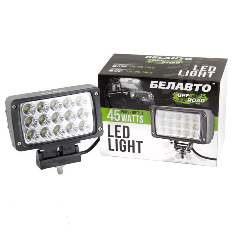 Фара-LED Прямокутник 45W 158*95*79mm (3W*15) 10-30V Дальнє "BELAUTO" (BOL1503 Spot) (1шт) Фара-LED Прямокутник 45W 158*95*79mm (3W*15) 10-30V Дальнє "BELAUTO" (BOL1503 Spot) (1шт)