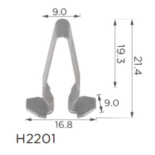 Скоба H2201 В=21.4 Д=16.8 Ш=9 VW, AUDI, SKODA SEAT (3B9867289, 16508) ( уп. 100 шт.)